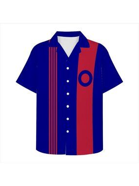 Phish Donut Retro Style Blue Men's Bowling Button Down Shirt Size XL, New